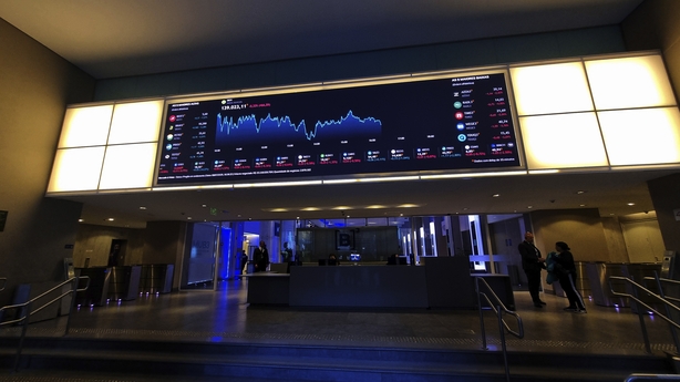 a large screen with a graph on it