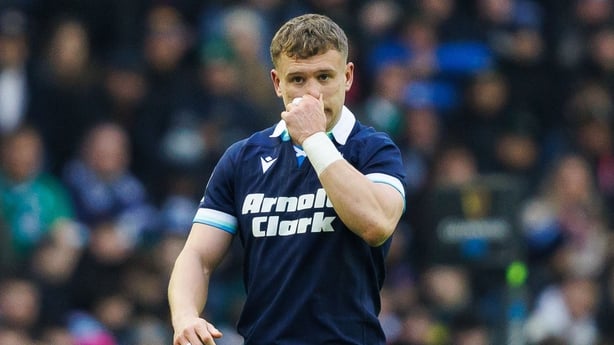 EDINBURGH, SCOTLAND - FEBRUARY 09: Scotland's Darcy Graham in action during a Guinness Six Nations match between Scotland and Ireland at Scottish Gas Murrayfield, on February 09, 2025, in Edinburgh, Scotland. (Photo by Ross Parker/SNS Group via Getty Images)