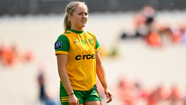 10 May 2025; Eva Gallagher of Donegal during the TG4 Ulster LGFA Senior Football Championship final match between Armagh and Donegal at St Tiernach's Park in Clones, Monaghan. Photo by Ramsey Cardy/Sportsfile