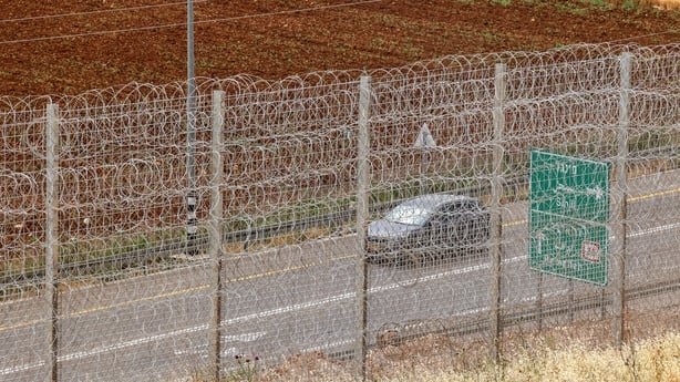 a huge fence being set-up by Israeli forces around the Palestinian village of Sinjil, in the occupied West Bank