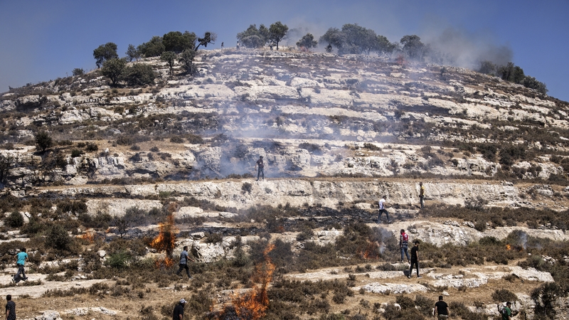 Earlier this month Israeli settlers set fire to trees farmed by Palestinians who live in the village on Sinjil