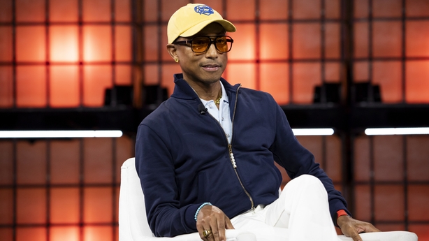 Pharrell Williams, Artist and Entrepreneur, on Centre Stage during the opening night of Web Summit 2024 at the MEO Arena in Lisbon, Portugal