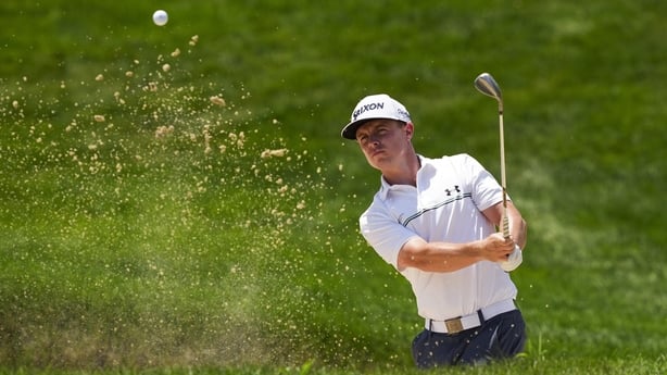LOUISVILLE, KENTUCKY - JULY 11: Conor Purcell of Ireland hits out of a greenside bunker on the first hole during the second round of the ISCO Championship 2025 at Hurstbourne Country Club on July 11, 2025 in Louisville, Kentucky. (Photo by Dylan Buell/Getty Images)