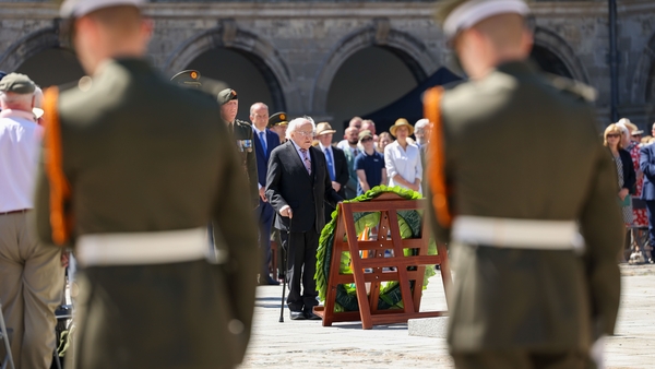 Michael D Higgins laying a wreath