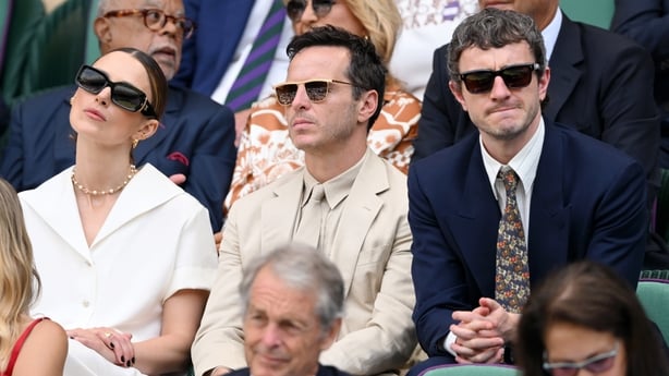 Keira Knightley, Andrew Scott and Paul Mescal attend day fourteen of the Wimbledon Tennis Championships at the All England Lawn Tennis and Croquet Club at All England Lawn Tennis and Croquet Club on July 13, 2025 in London
