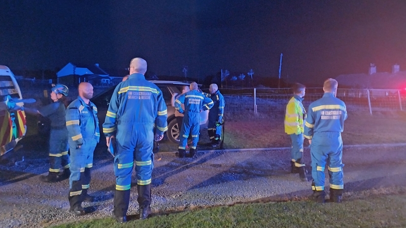 Rescue workers at the scene last night after five siblings were safely brought ashore (Image courtesy of Newcastle Coastguard)