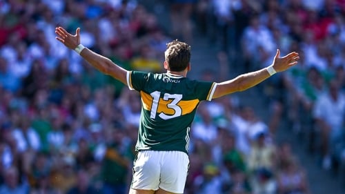 David Clifford celebrates his goal against Tyrone in the All-Ireland football semi-final