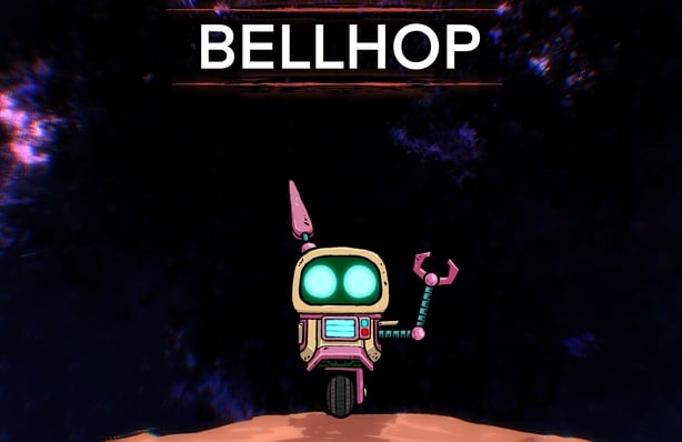 A cartoon of a character named Bellhop from the RTÉjr Podcast Galaxy Fest on a planet