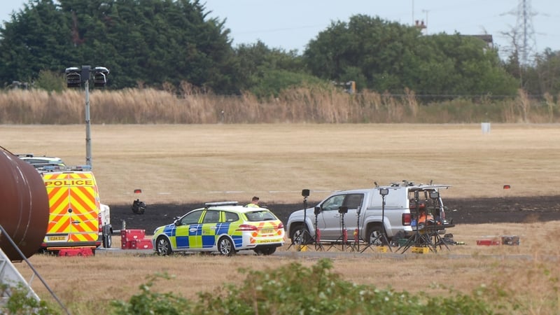 The scene at Southend Airport where four people died when a plane crashed shortly after take off