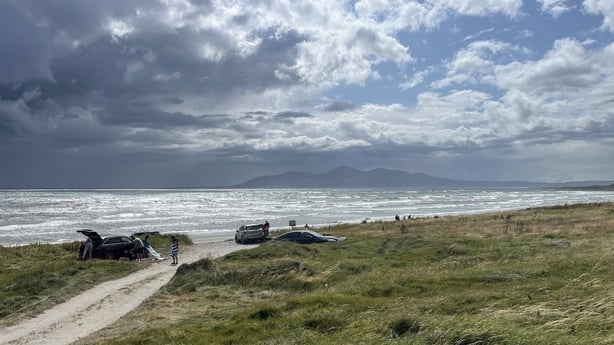 The sea at Minerstown Co Down where 5 children were plucked to safety last night by 2 off-duty nurses after getting into difficulty.