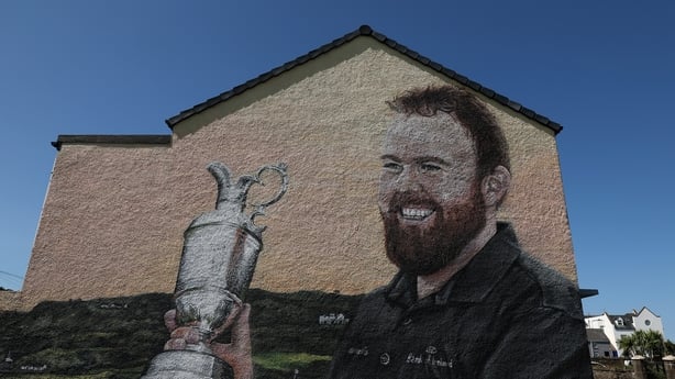 A mural of Shane Lowry of Ireland, the last winner at Portrush, on the side of a house in the town prior to The 153rd Open championship at Royal Portrush Golf Club