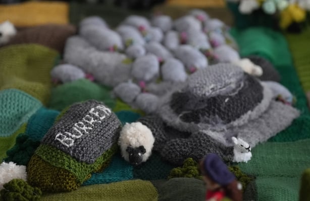 The Burren in Co Clare which features on a knitted map of Ireland in Carnew Community Care centre in Carnew Co. Wicklow