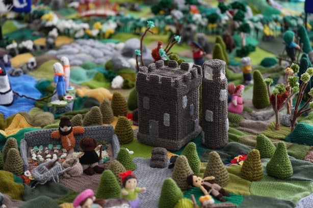 Blarney Castle, which features on a knitted map of Ireland in Carnew Community Care centre in Carnew Co. Wicklow