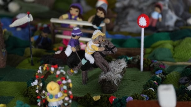 A scene from the Galway Races which features on a knitted map of Ireland in Carnew Community Care centre in Carnew Co. Wicklow