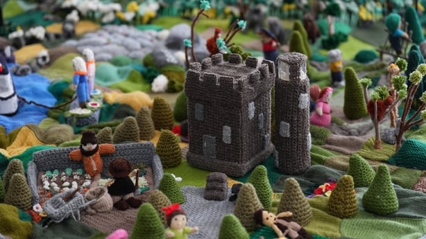 Blarney Castle which features on a knitted map of Ireland in Carnew Community Care centre in Carnew Co. Wicklow.