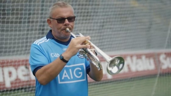 Member of the RTÉ Concert Orchestra playing the trumpet in Croke Park, 2020
