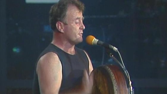 Christy Moore on stage at the National Stadium in Dublin