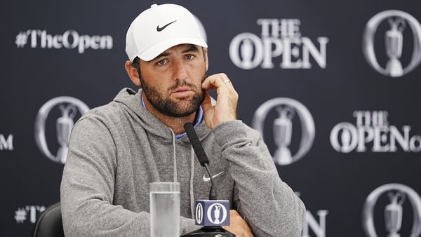 USA's Scottie Scheffler during a press conference on the third preview day ahead of The 153rd Open Championship at Royal Portrush in County Antrim,
