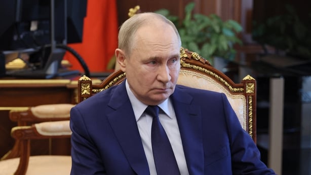 In this pool photograph distributed by Russian state agency Sputnik, Russia's President Vladimir Putin holds a meeting on social issues in Moscow on July 14, 2025. (Photo by Mikhail METZEL / POOL / AFP)