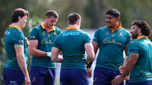 BRISBANE, AUSTRALIA - JULY 15: Will Skelton and team during an Australia Wallabies training session at Ballymore Stadium on July 15, 2025 in Brisbane, Australia. (Photo by Chris Hyde/Getty Images)