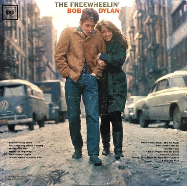 Front cover of the album 'The Freewheelin Bob Dylan' by Bob Dylan