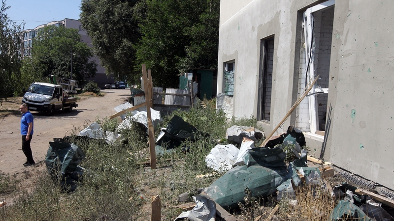 An apartment block was damaged by the falling wreckage of Russian strike drones in Dnipro on 15 July
