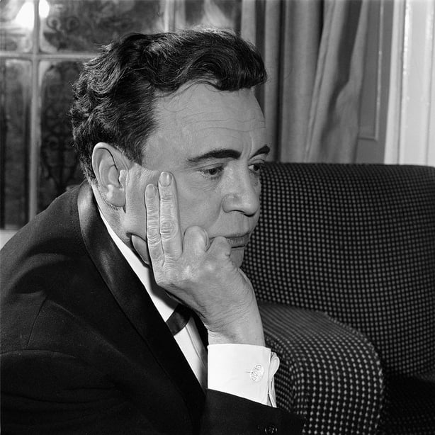 Irish actor Micheál Mac Liammóir at his home on Harcourt Terrace, Dublin city in early 1964.