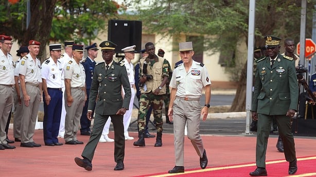 DAKAR, SENEGAL - JULY 17: Senegalese and French military officials attend a handover ceremony at Camp Geille in Dakar's Ouakam district, as France hands over the military base and the air base at Dakar airport to Senegalese authorities in Dakar, Senegal on July 17, 2025. The event was attended by Se