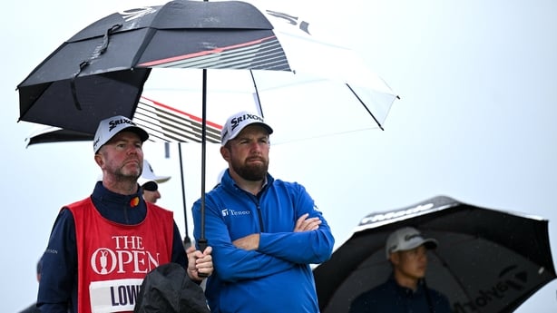 17 July 2025; Shane Lowry of Ireland and his caddie Darren Reynolds on the second tee during day one of The 153rd Open Championship at Royal Portrush Golf Club in Portrush, Antrim. Photo by David Fitzgerald/Sportsfile