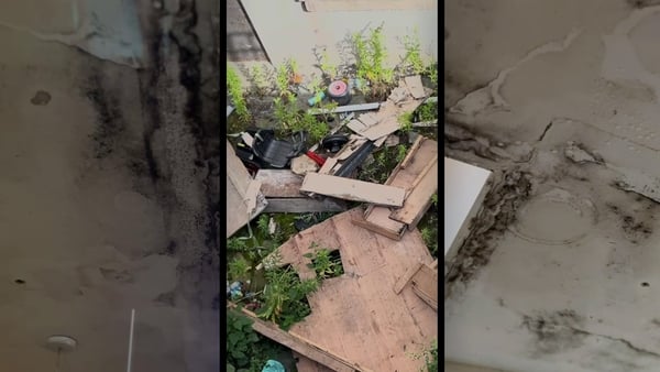 a collage of a broken floor