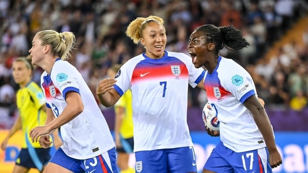 Zurich, Switzerland - July 17: Michelle Agyemang of England celebrates after scoring her team's second goal with teammates during the UEFA Women's EURO 2025 Quarter-Final match between Sweden and England at Stadion Letzigrund on July 17, 2025 in Zurich, S