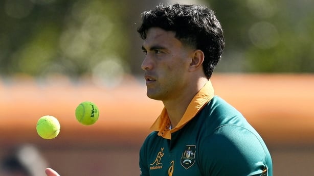 17 July 2025; Joseph-Aukuso Suaalii during an Australia rugby squad training session at the National Rugby training centre in Ballymore, Brisbane, Australia. Photo by Brendan Moran/Sportsfile