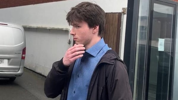Shane Kinsella, who is accused of possessing firearms allegedly purchased on the dark web, is pictured arriving at Naas District Court on 18 July