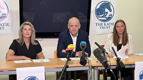 Paula Mullan, James Brannigan and Colleen McConville speak to media during the launch of The Katie Trust