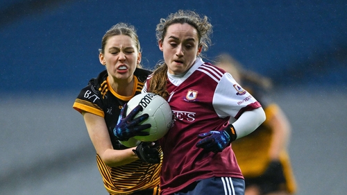 Bronagh Quinn (R) in action for Annadown against Bennekerry/Tinryland's Orla Woods