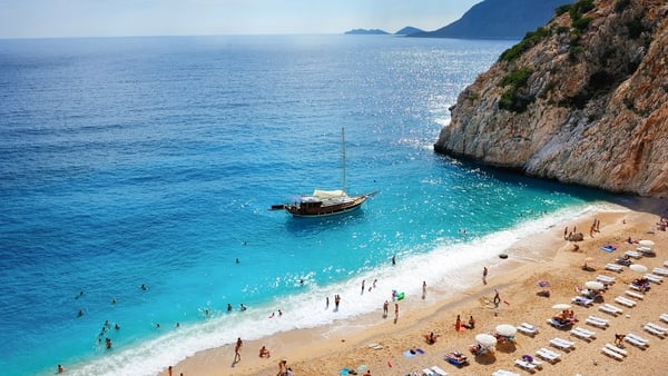 Mediterranean beach scenery,along the highway D400,shooting in Turkey.