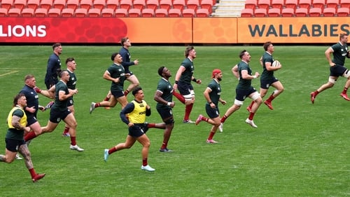 The Lions during the captain's run at Suncorp Stadium on Friday