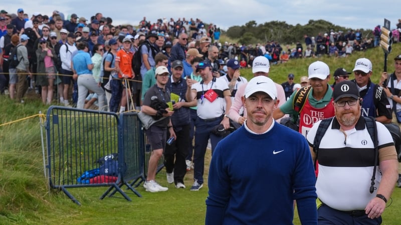 Rory McIlroy making his way to the 8th at Royal Portrush