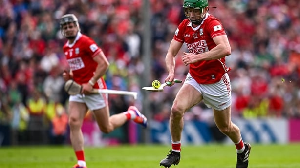 7 June 2025; Séamus Harnedy of Cork during the Munster GAA Hurling Senior Championship final match between Limerick and Cork at TUS Gaelic Grounds in Limerick. Photo by Piaras Ó Mídheach/Sportsfile