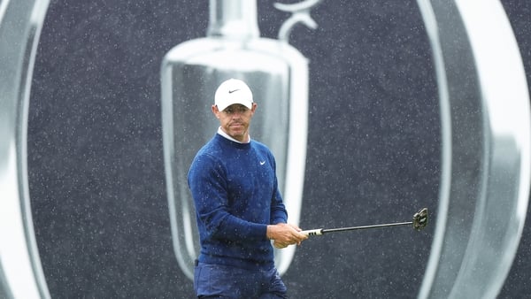 Rory McIlroy of Northern Ireland looks on from the 18th green during day two of The 153rd Open Championship at Royal Portrush Golf Club on July 18, 2025 in Portrush, Northern Ireland. (Photo by Alex Slitz/Getty Images)