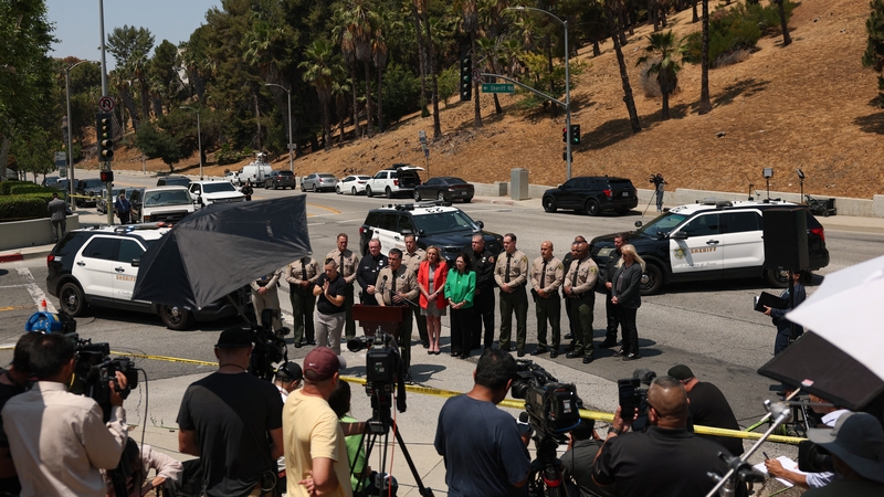 LA County Sheriff Robert Luna holds a press conference following the explosion