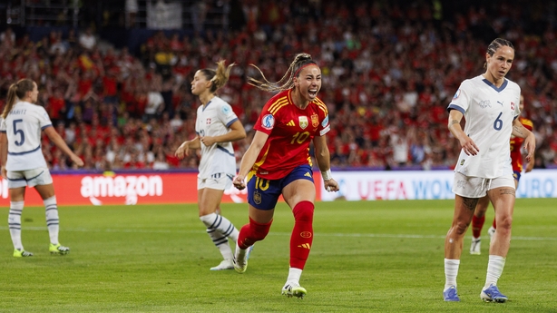 BERN, SWITZERLAND - JULY 18: Athenea del Castillo of Spain celebrates her goal during the UEFA Women's EURO 2025 Quarter-Final match between Spain and Switzerland at Stadion Wankdorf on July 18, 2025 in Bern, Switzerland. (Photo by Sathire Kelpa/Eurasia Sport Images/Getty Images)