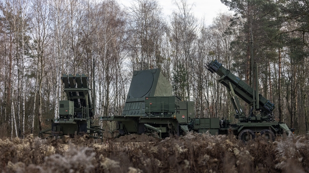 Surface-to-air missile launchers of the Patriot (Wisla) system of 37th Air Defense Missile Squadron from the 3rd Warsaw Air Defense Missile Brigade stand during a demonstration training of the IOC – Initial Operational Capability of the anti-aircraft and anti-missile system and its integration into 
