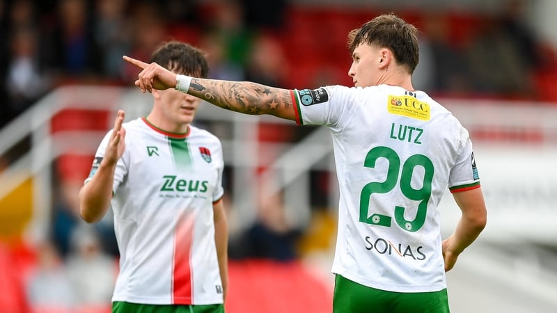 Charlie Lutz celebrates scoring Cork City's opening goal