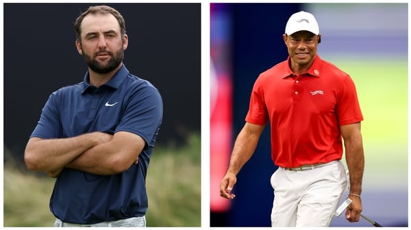 Golf stars Scottie Scheffler and Tiger Woods