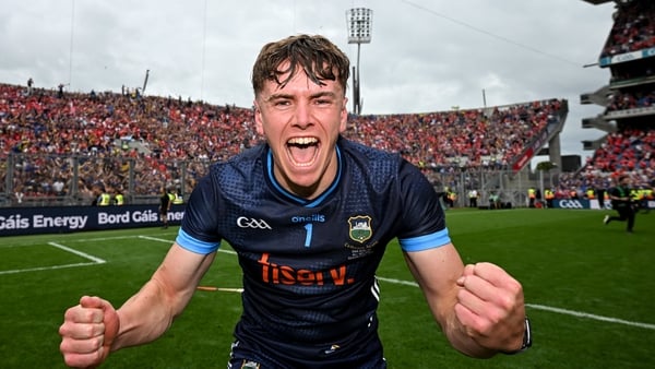 20 July 2025; Tipperary goalkeeper Rhys Shelly after his side's victory in the GAA Hurling All-Ireland Senior Championship final match between Cork and Tipperary at Croke Park in Dublin. Photo by Stephen McCarthy/Sportsfile