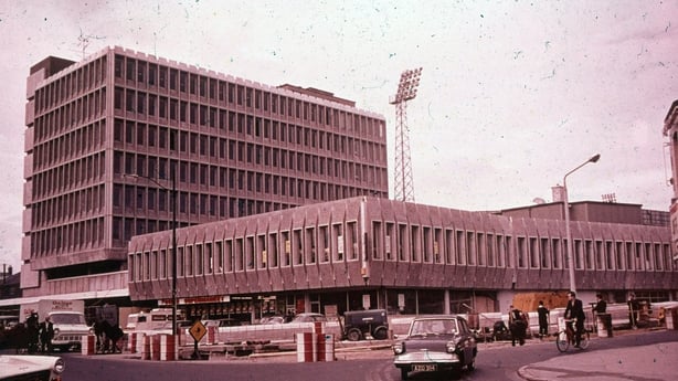 archive sepia-toned picture of Phibsborough Shopping Centre, Dublin circa 1970 (pic supplied by private individual)