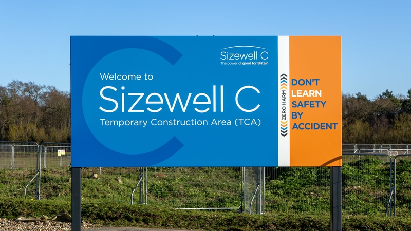 Welcome to Sizewell C temporary construction area, TCA, sign, Sizewell, Suffolk, England, UK. (Photo by: Geography Photos/Universal Images Group via Getty Images)