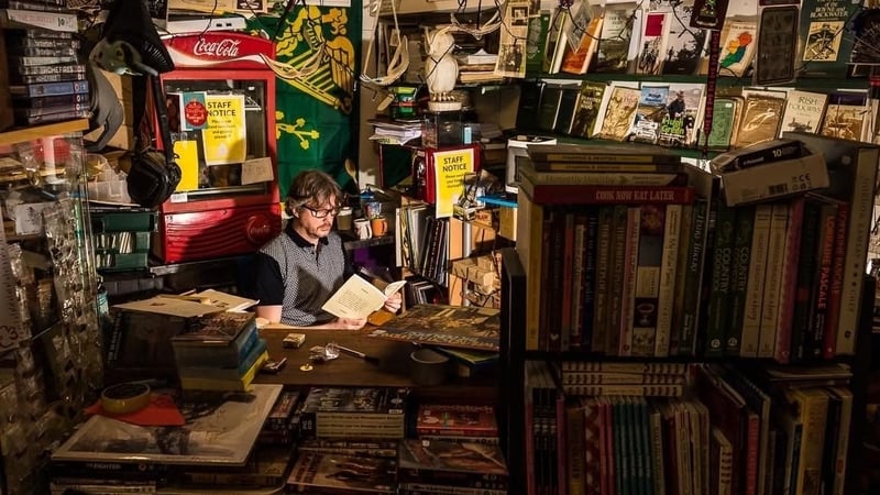 Owner Dave Faughnan behind the counter at Universal Books, Letterkenny (Pic courtesy of Universal Books)