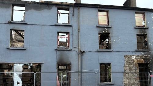 A fire caused damage to buildings earmarked for social housing on Raheen Row in Ballina overnight